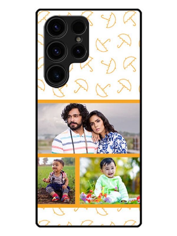 Custom Galaxy S23 Ultra 5G Custom Glass Mobile Case - Yellow Pattern Design