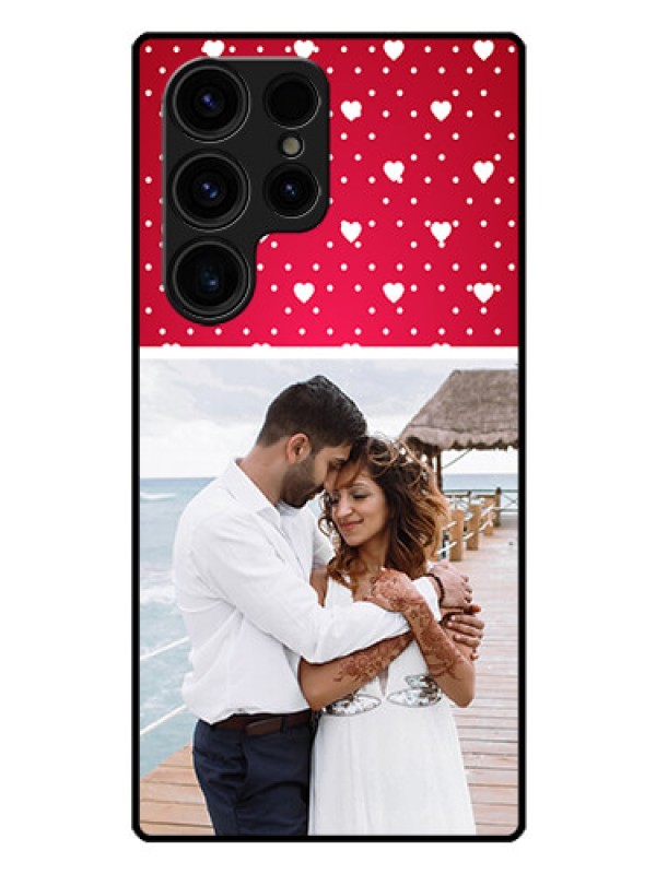 Custom Galaxy S23 Ultra 5G Photo Printing on Glass Case - Hearts Mobile Case Design