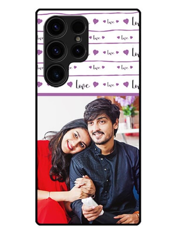 Custom Galaxy S23 Ultra 5G Custom Glass Mobile Case - Couples Heart Design