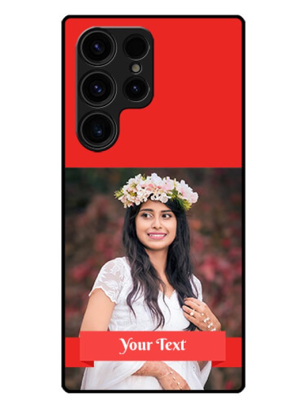 Custom Galaxy S23 Ultra 5G Custom Glass Phone Case - Simple Red Color Design