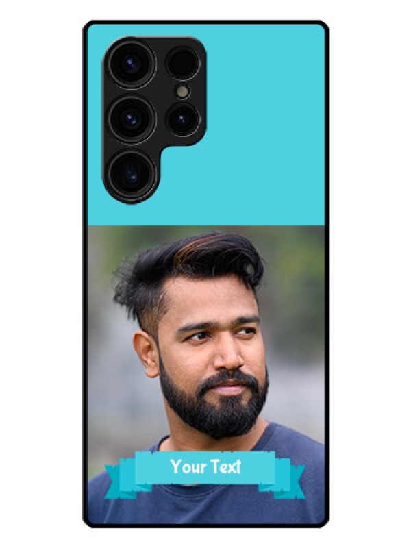 Custom Galaxy S23 Ultra 5G Personalized Glass Phone Case - Simple Blue Color Design