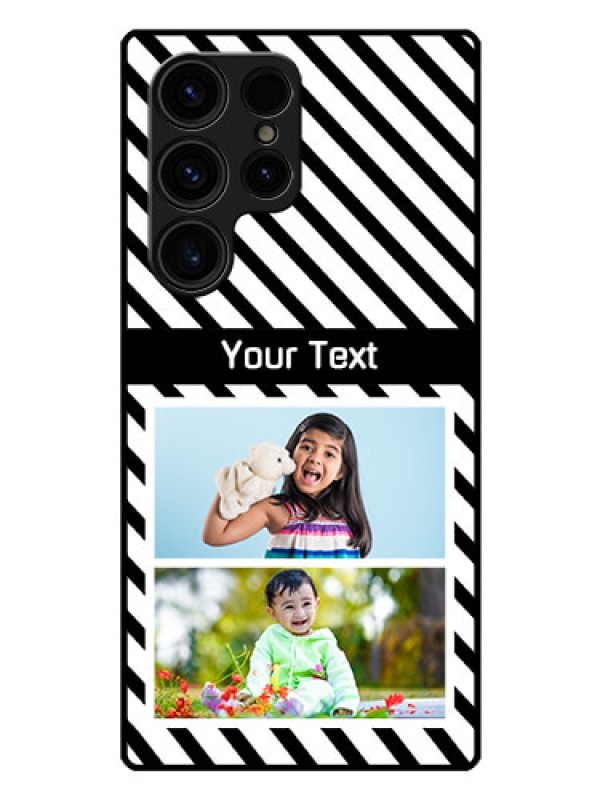 Custom Galaxy S23 Ultra 5G Photo Printing on Glass Case - Black And White Stripes Design