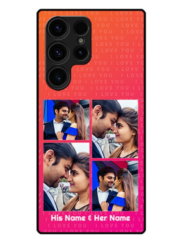 Custom Galaxy S23 Ultra 5G Custom Glass Phone Case - I Love You Pink Design