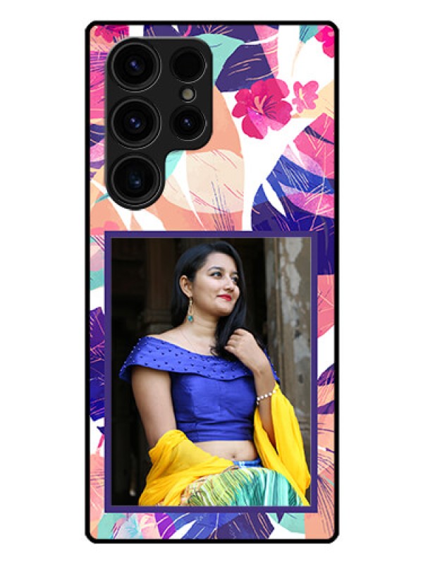 Custom Galaxy S23 Ultra 5G Custom Glass Mobile Case - Abstract Floral Design