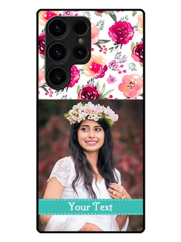 Custom Galaxy S23 Ultra 5G Custom Glass Phone Case - Watercolor Floral Design