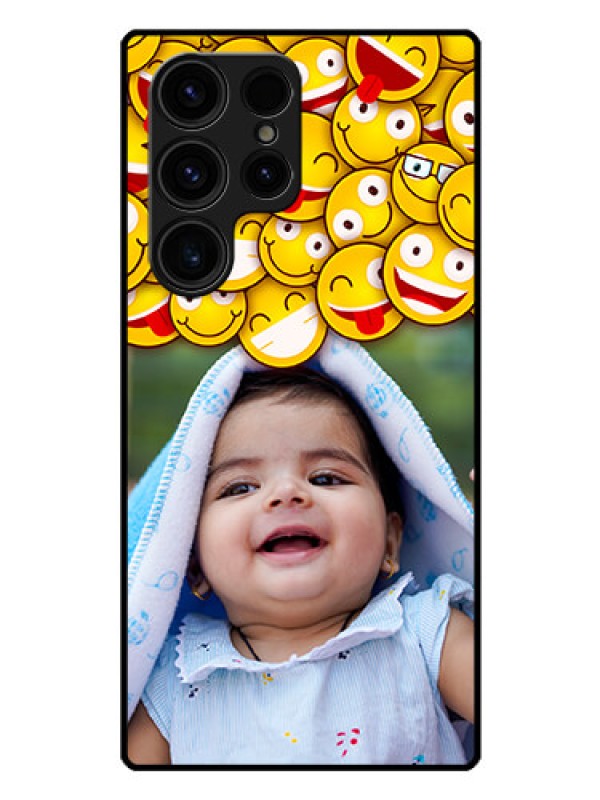 Custom Galaxy S23 Ultra 5G Custom Glass Mobile Case - with Smiley Emoji Design