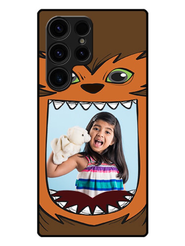 Custom Galaxy S23 Ultra 5G Photo Printing on Glass Case - Owl Monster Back Case Design
