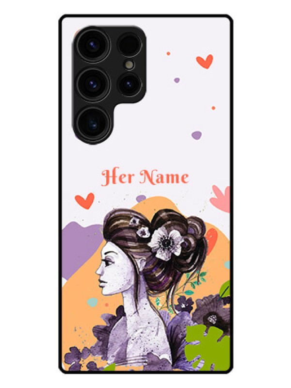Custom Galaxy S23 Ultra 5G Personalized Glass Phone Case - Woman And Nature Design