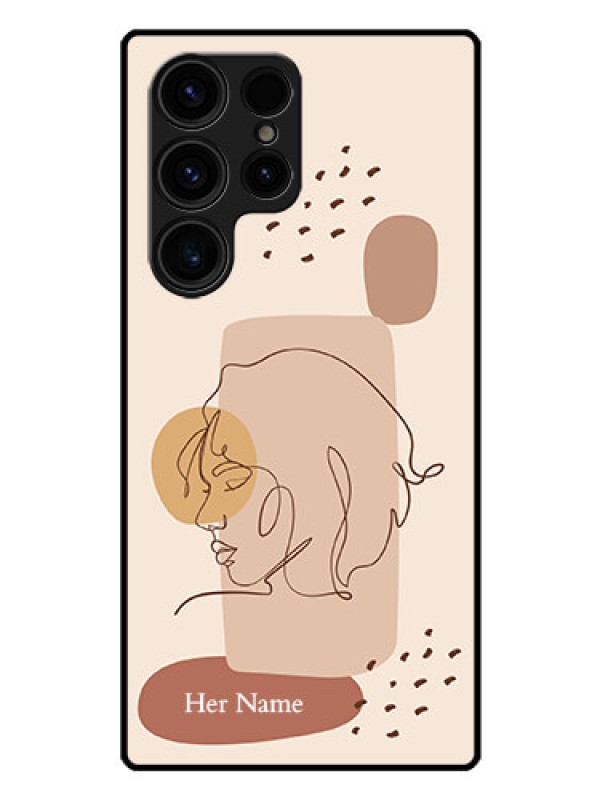 Custom Galaxy S23 Ultra 5G Photo Printing on Glass Case - Calm Woman line art Design