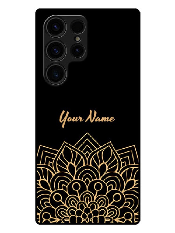 Custom Galaxy S23 Ultra 5G Custom Glass Phone Case - Golden mandala Design