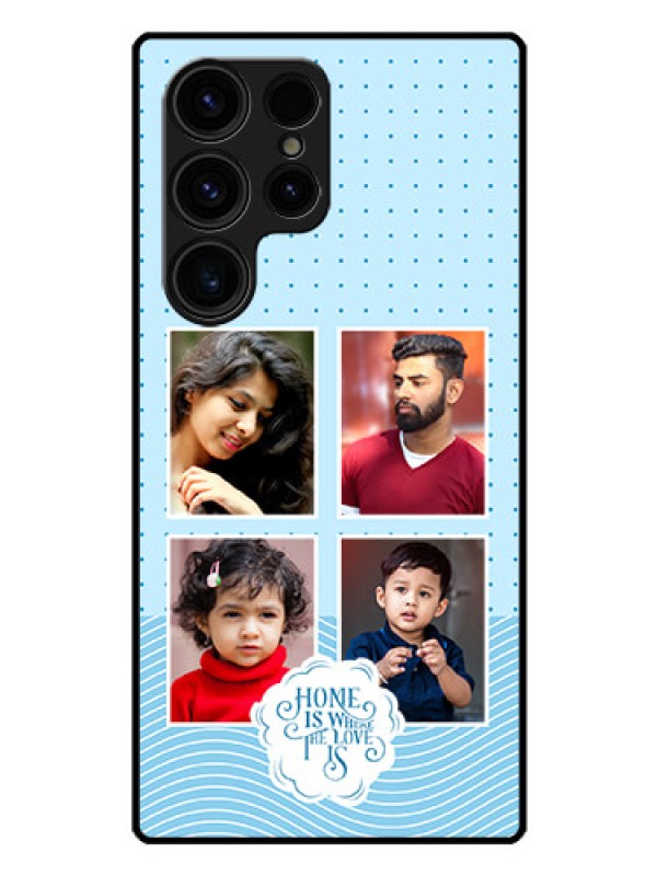 Custom Galaxy S23 Ultra 5G Custom Glass Phone Case - Cute love quote with 4 pic upload Design
