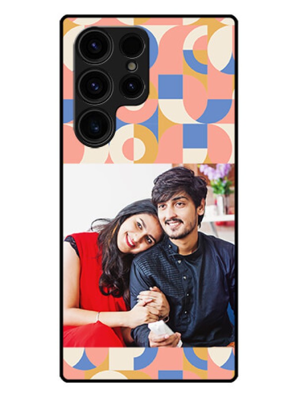 Custom Galaxy S23 Ultra 5G Photo Printing on Glass Case - Semi-circle Maze Pattern Design