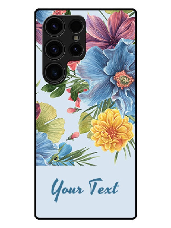 Custom Galaxy S23 Ultra 5G Custom Glass Mobile Case - Stunning Watercolored Flowers Painting Design