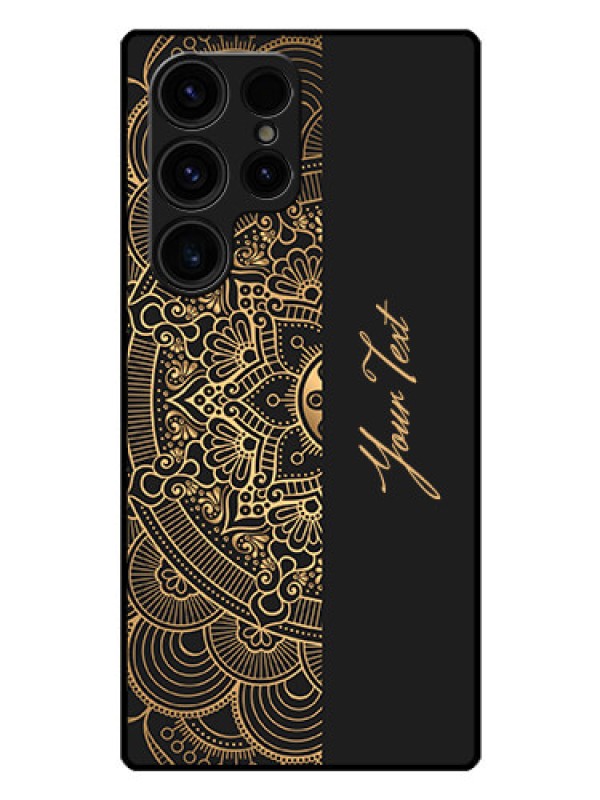 Custom Galaxy S23 Ultra 5G Photo Printing on Glass Case - Mandala art with custom text Design