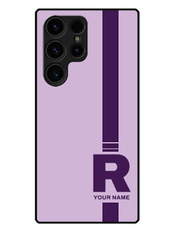 Custom Galaxy S23 Ultra 5G Photo Printing on Glass Case - Simple dual tone stripe with name Design
