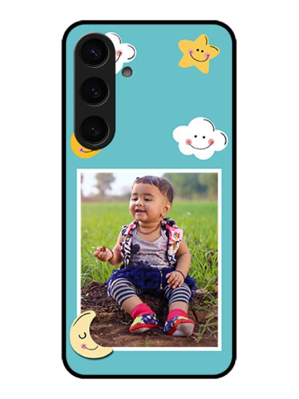 Custom Samsung Galaxy S24 5G Custom Glass Phone Case - Smiley Kids Stars Design