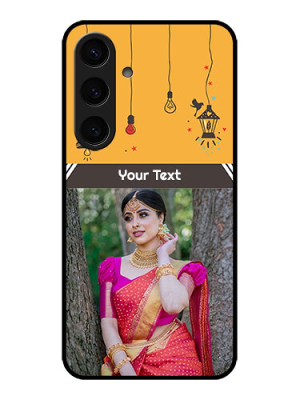 Custom Samsung Galaxy S24 5G Custom Glass Phone Case - With Family Picture And Icons