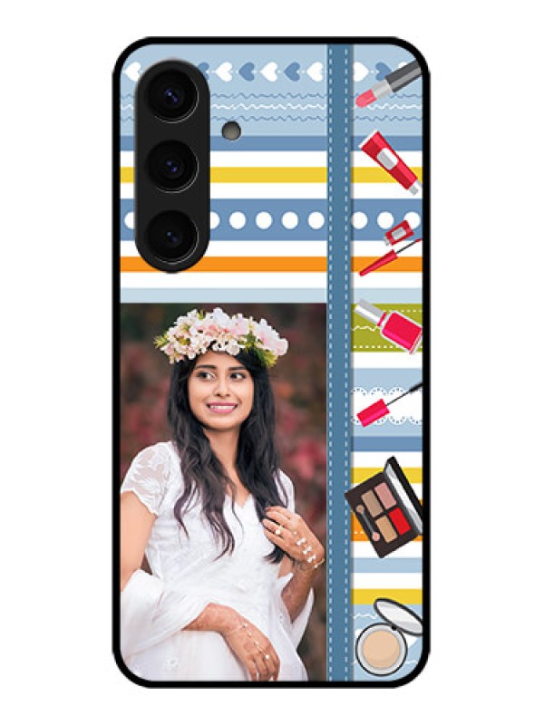 Custom Samsung Galaxy S24 5G Custom Glass Phone Case - Makeup Icons Design