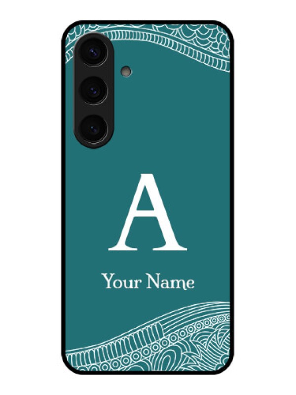 Custom Samsung Galaxy S24 5G Custom Glass Phone Case - Line Art Pattern With Custom Name Design