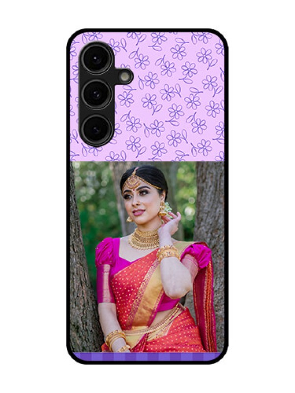 Custom Galaxy S24 FE 5G Custom Glass Phone Case - Purple Floral Design