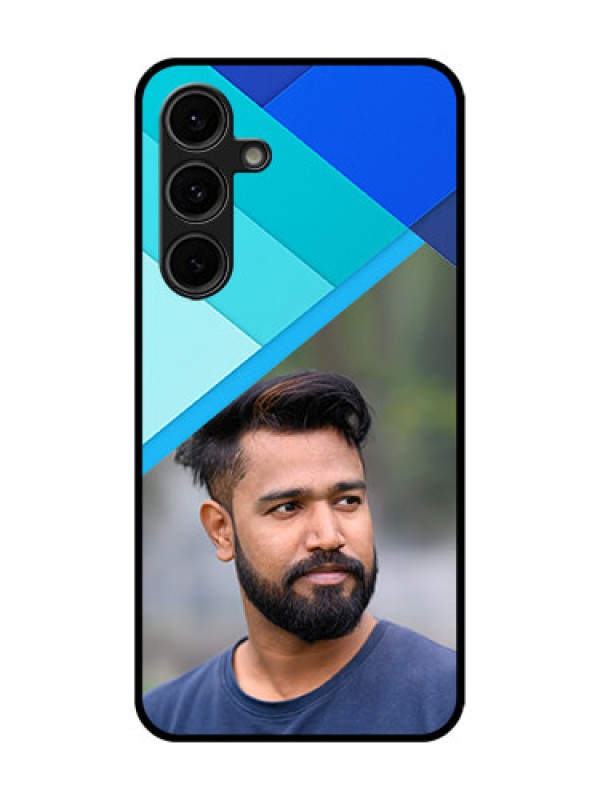 Custom Galaxy S24 FE 5G Custom Glass Phone Case - Blue Pattern Design