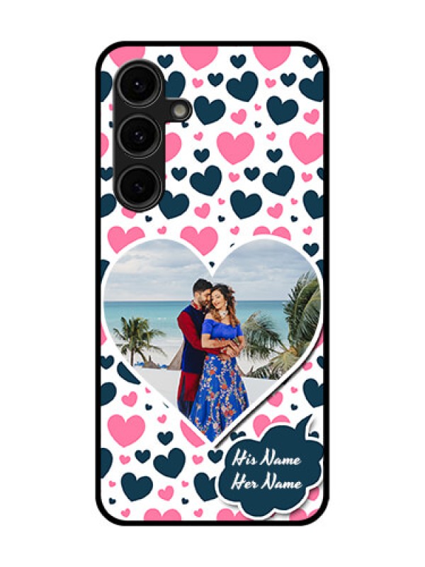 Custom Galaxy S24 FE 5G Custom Glass Phone Case - Pink and Blue Heart Design