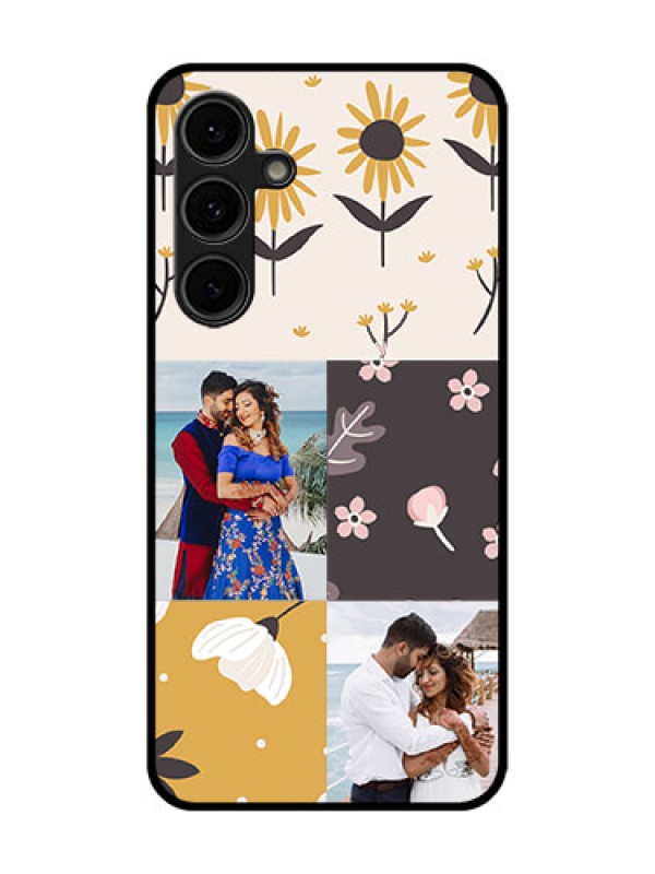 Custom Galaxy S24 FE 5G Custom Glass Phone Case - 3 Images With Floral Design