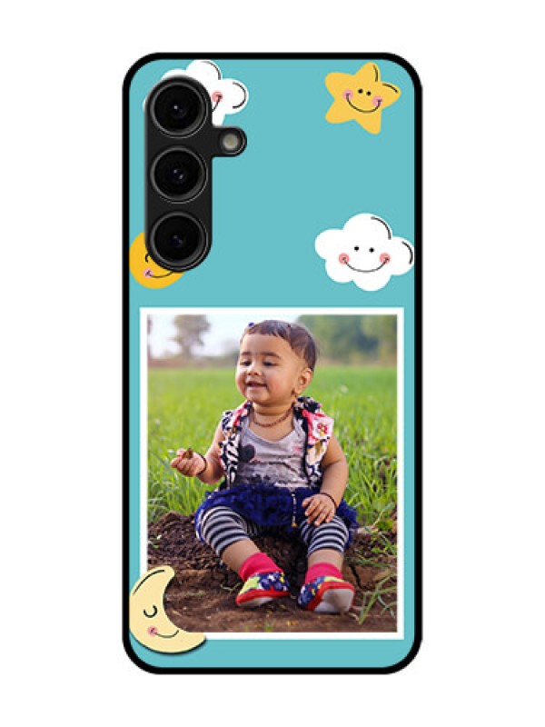 Custom Galaxy S24 FE 5G Custom Glass Phone Case - Smiley Kids Stars Design