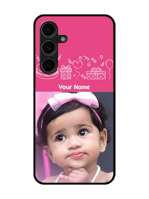 Custom Galaxy S24 FE 5G Custom Glass Phone Case - With Birthday Line Art Design