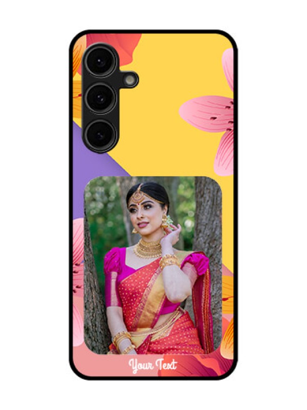 Custom Galaxy S24 FE 5G Custom Glass Phone Case - 3 Image With Vintage Floral Design