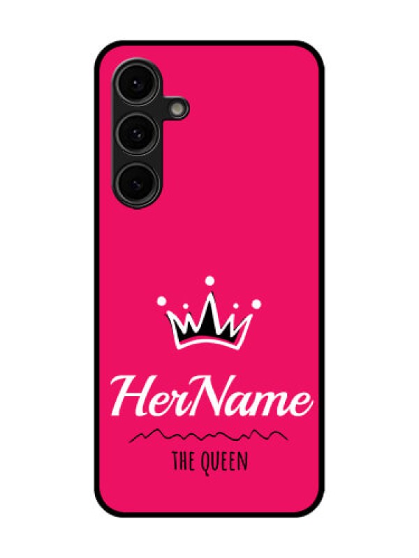 Custom Galaxy S24 FE 5G Custom Glass Phone Case - Queen With Name Design