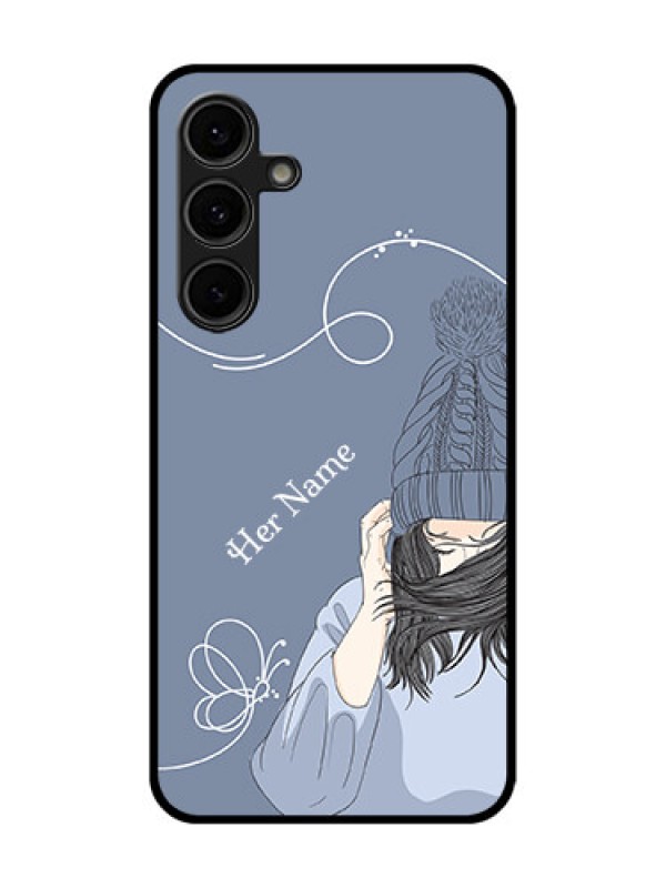Custom Galaxy S24 FE 5G Custom Glass Phone Case - Girl In Winter Outfit Design