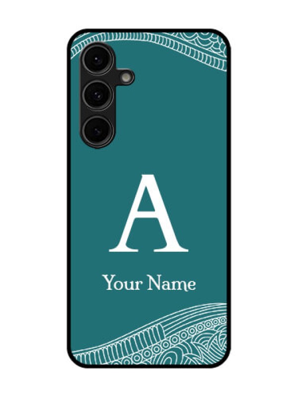 Custom Galaxy S24 FE 5G Custom Glass Phone Case - Line Art Pattern With Custom Name Design