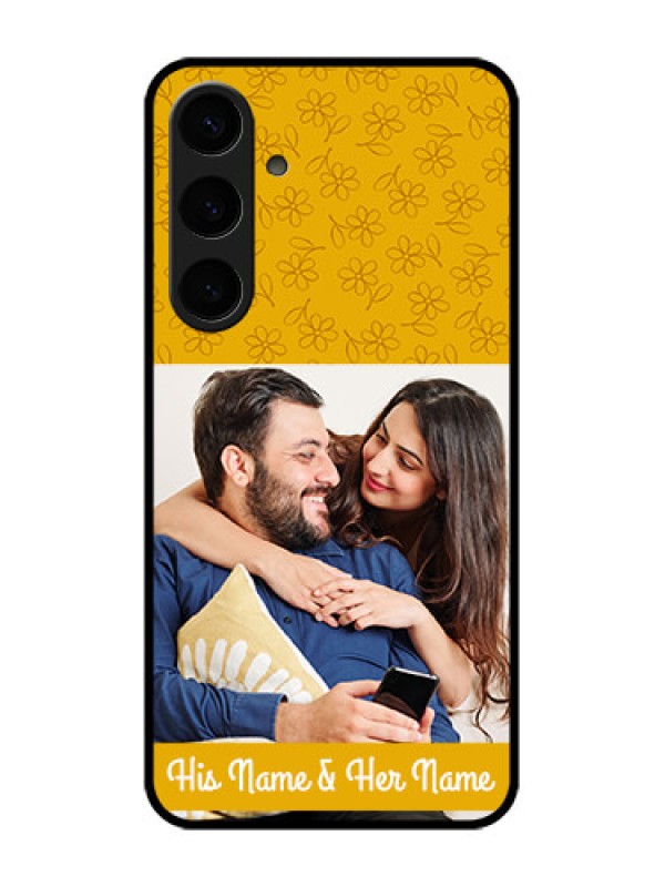 Custom Samsung Galaxy S24 Plus 5G Custom Glass Phone Case - Yellow Floral Design