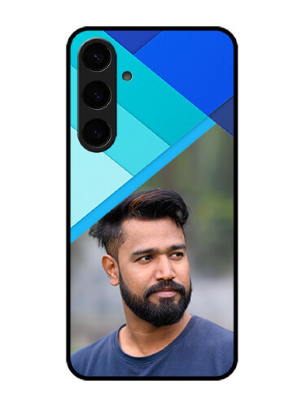 Custom Samsung Galaxy S24 Plus 5G Custom Glass Phone Case - Blue Pattern Design