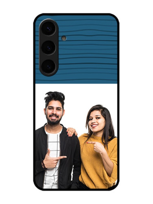 Custom Samsung Galaxy S24 Plus 5G Custom Glass Phone Case - Blue Pattern Cover Design