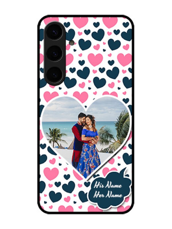 Custom Samsung Galaxy S24 Plus 5G Custom Glass Phone Case - Pink & Blue Heart Design