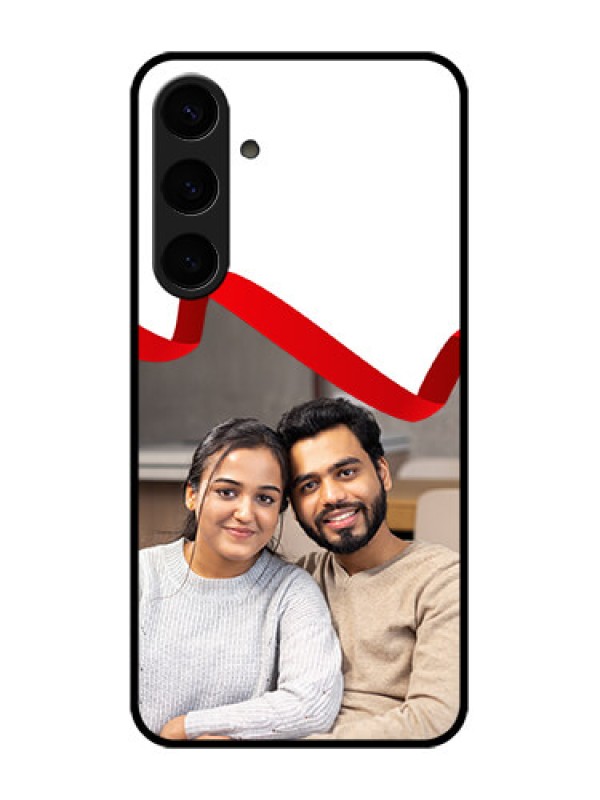 Custom Samsung Galaxy S24 Plus 5G Custom Glass Phone Case - Red Ribbon Frame Design