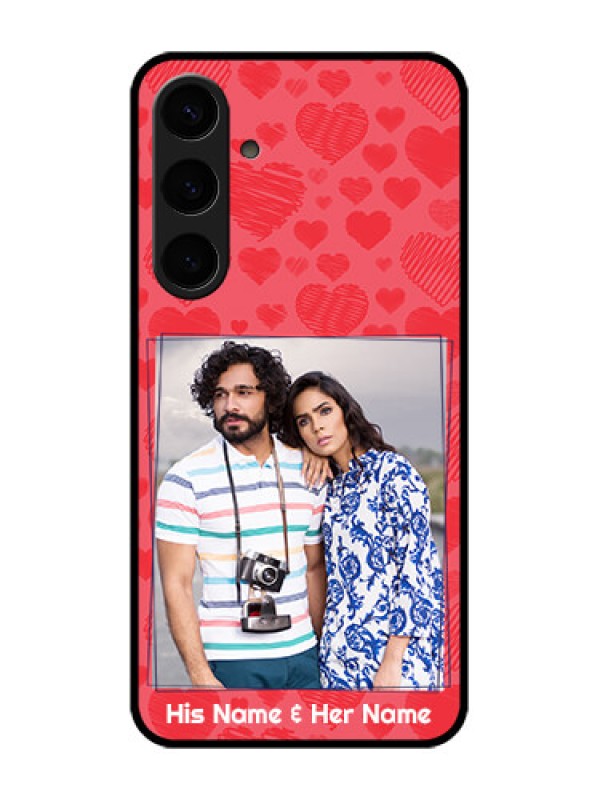 Custom Samsung Galaxy S24 Plus 5G Custom Glass Phone Case - With Red Heart Symbols Design