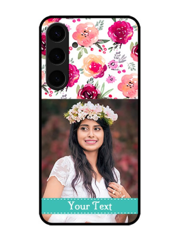 Custom Samsung Galaxy S24 Plus 5G Custom Glass Phone Case - Water Colors Floral Design