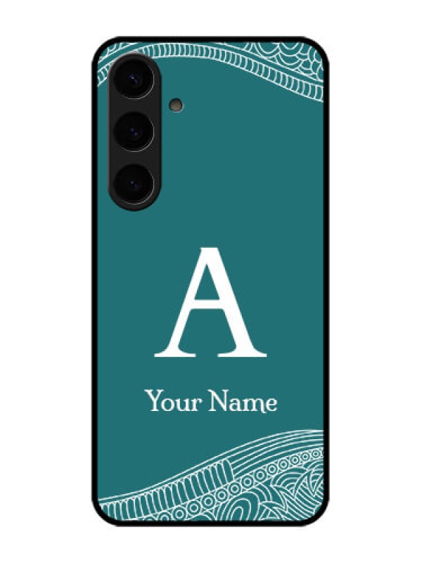 Custom Samsung Galaxy S24 Plus 5G Custom Glass Phone Case - Line Art Pattern With Custom Name Design
