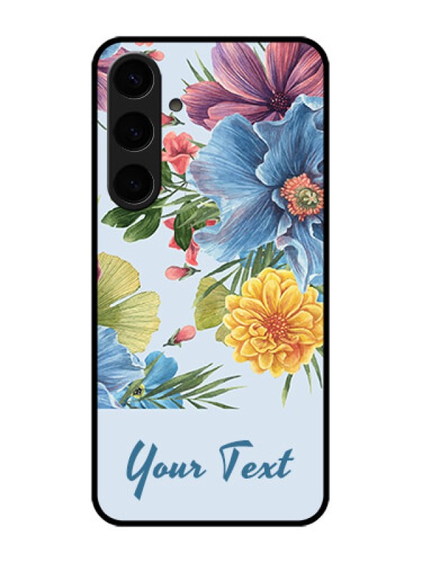 Custom Samsung Galaxy S24 Plus 5G Custom Glass Phone Case - Stunning Watercolored Flowers Painting Design