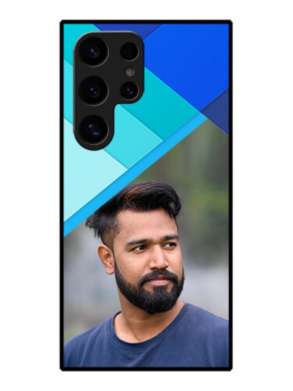 Custom Samsung Galaxy S24 Ultra 5G Custom Glass Phone Case - Blue Pattern Design