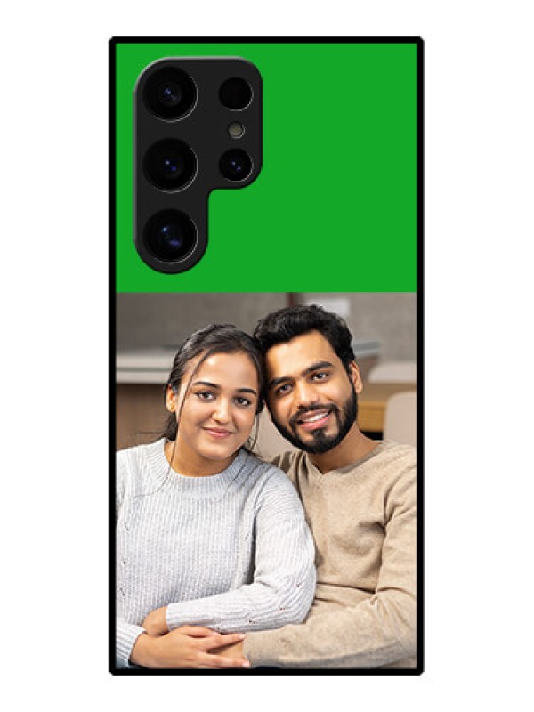 Custom Samsung Galaxy S24 Ultra 5G Custom Glass Phone Case - Green Pattern Design