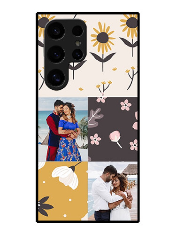 Custom Samsung Galaxy S24 Ultra 5G Custom Glass Phone Case - 3 Images With Floral Design