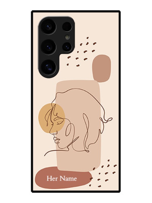 Custom Samsung Galaxy S24 Ultra 5G Custom Glass Phone Case - Calm Woman Line Art Design