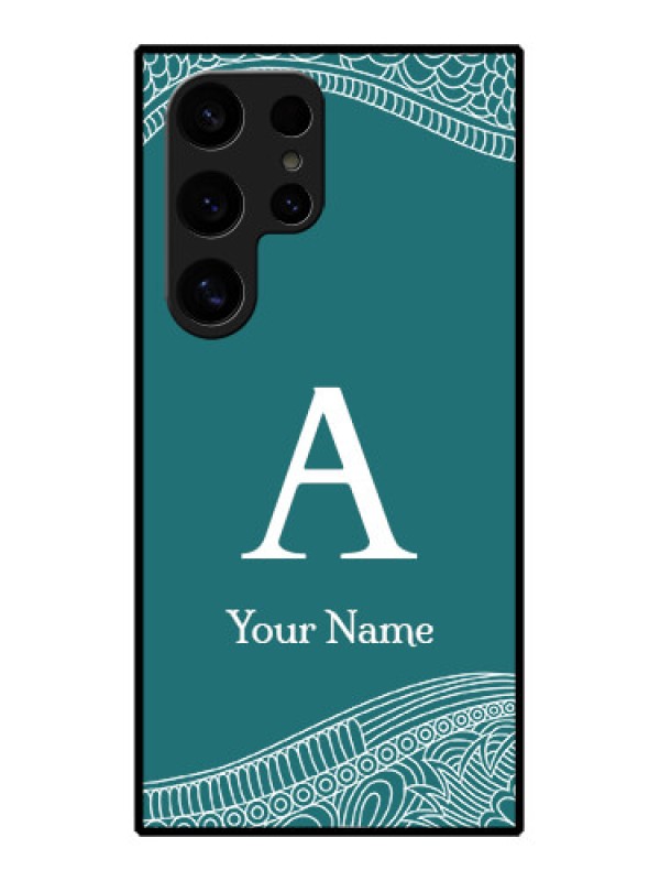 Custom Samsung Galaxy S24 Ultra 5G Custom Glass Phone Case - Line Art Pattern With Custom Name Design
