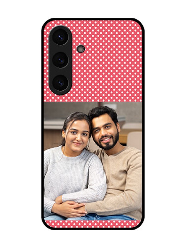 Custom Galaxy S25 5G Custom Glass Phone CaseWhite Dotted Design
