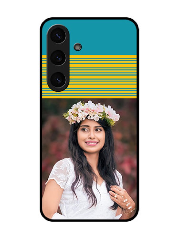 Custom Galaxy S25 5G Custom Glass Phone CaseYellow and Blue Design