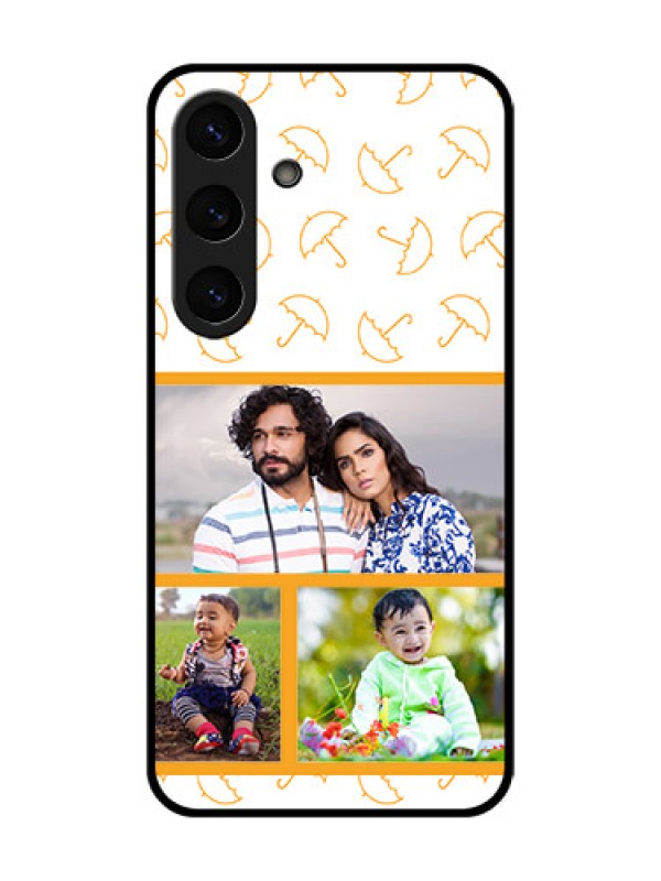 Custom Galaxy S25 5G Custom Glass Phone CaseYellow Pattern Design